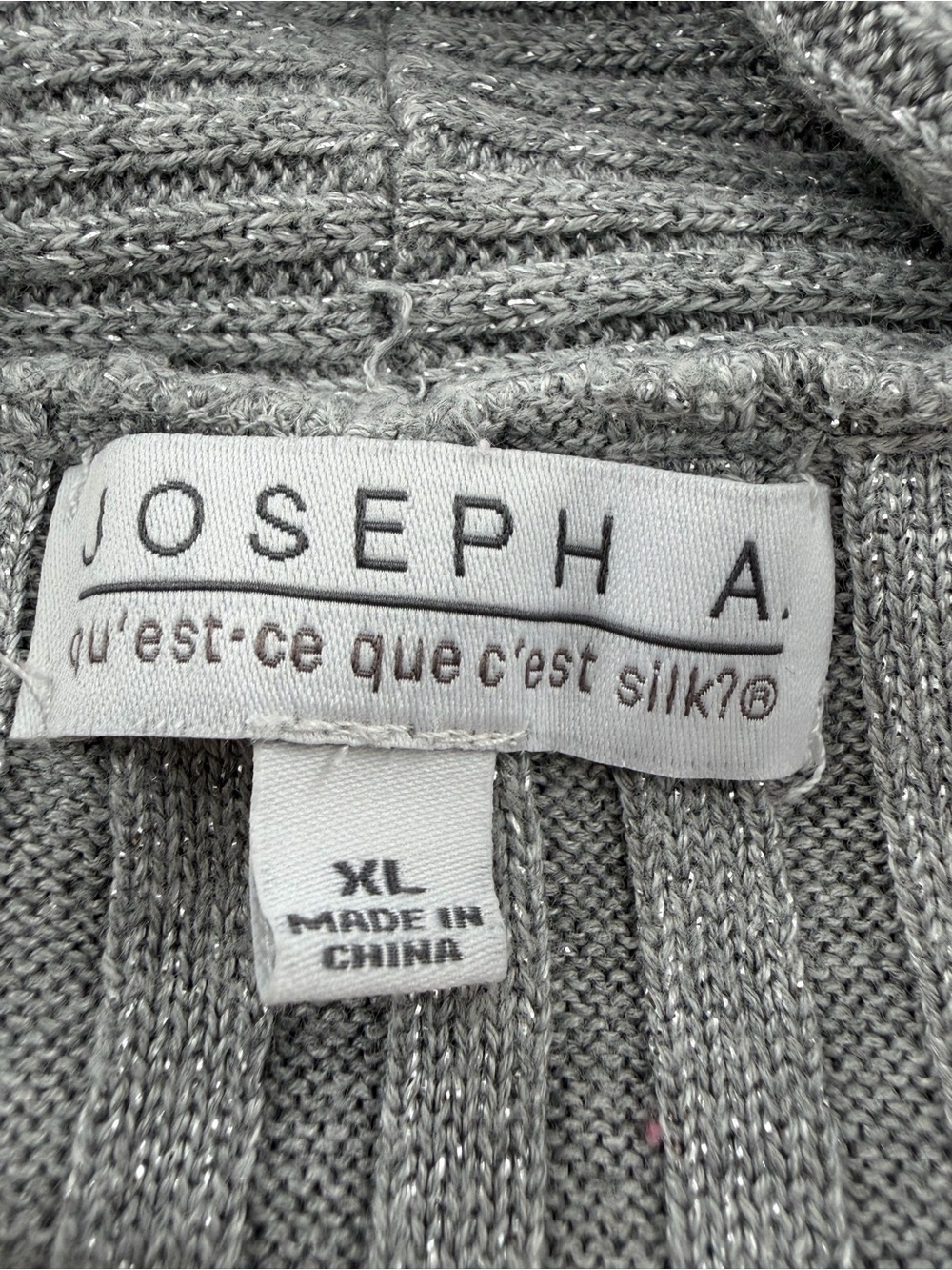 Joseph A Silver Gray Ribbed Cowl Neck Sweater XL Metallic - Picture 2 of 11